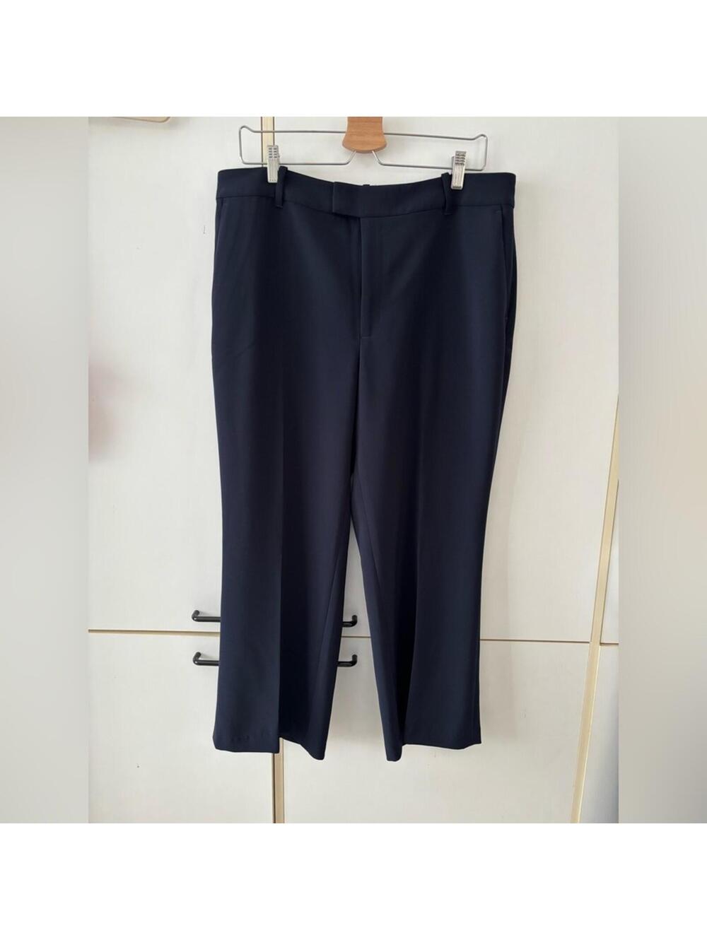 Classic Navy Tailored Trousers Women 14 High Rise Office Career Chic Minimalist - Picture 2 of 8